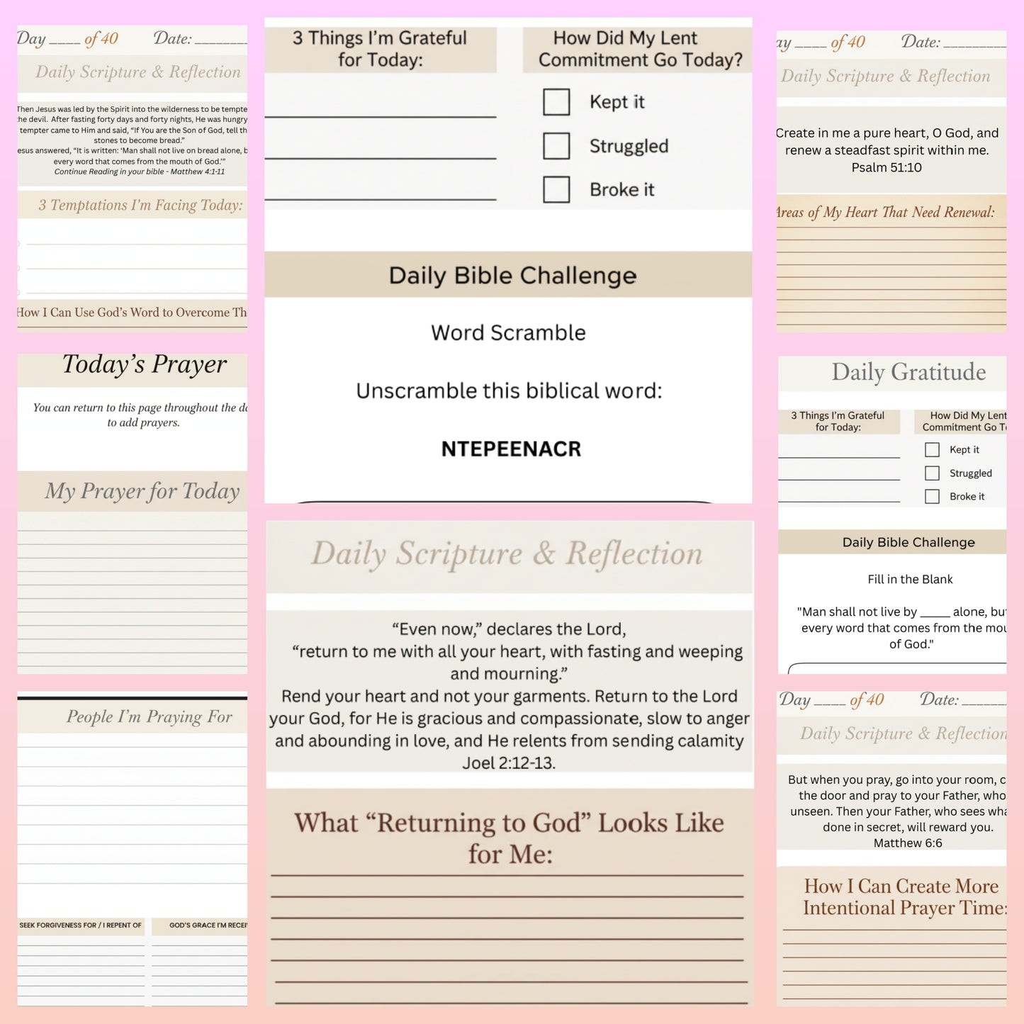 40 Day Lent Journal - Digital Download