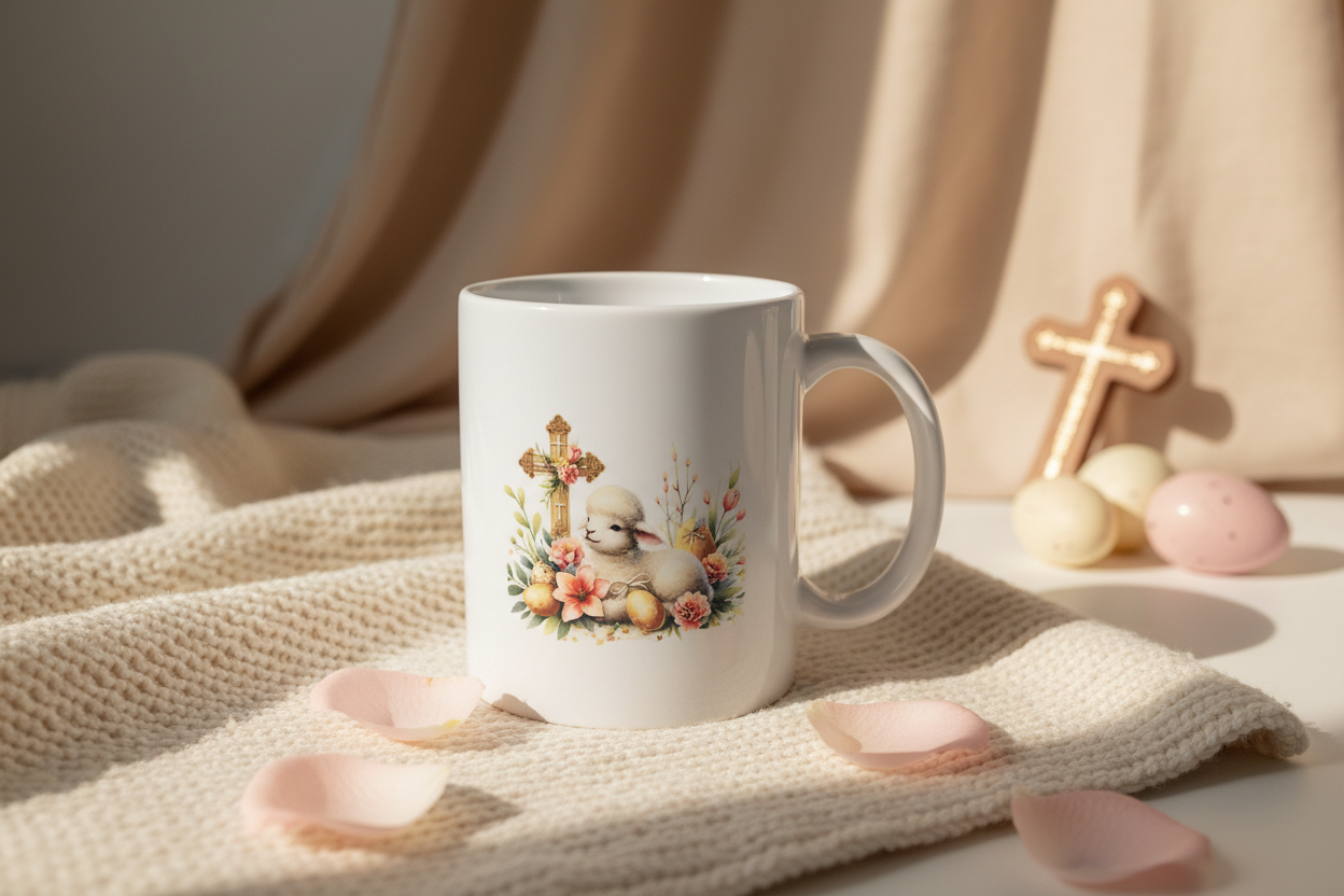 Easter Lamb Golden Cross Mug - Studio Style v2