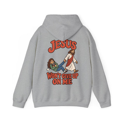Jesus Won’t Give Up on Me Christian Hoodie - Women