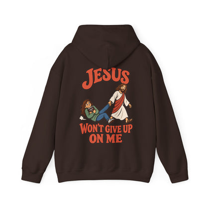 Jesus Won’t Give Up on Me Christian Hoodie - Women