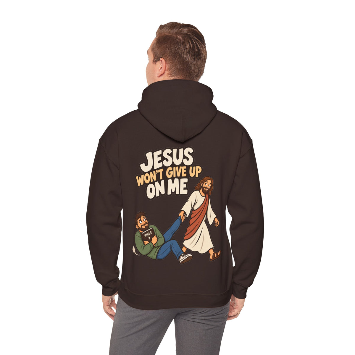 Jesus Won’t Give Up on Me Christian Hoodie - Men