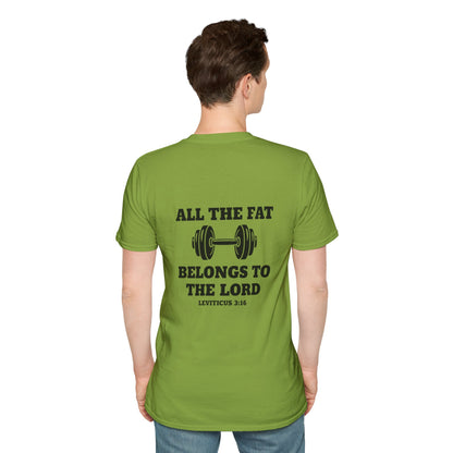 Religious Workout T-Shirt — “All The Fat Belongs To The Lord” Leviticus 3:16