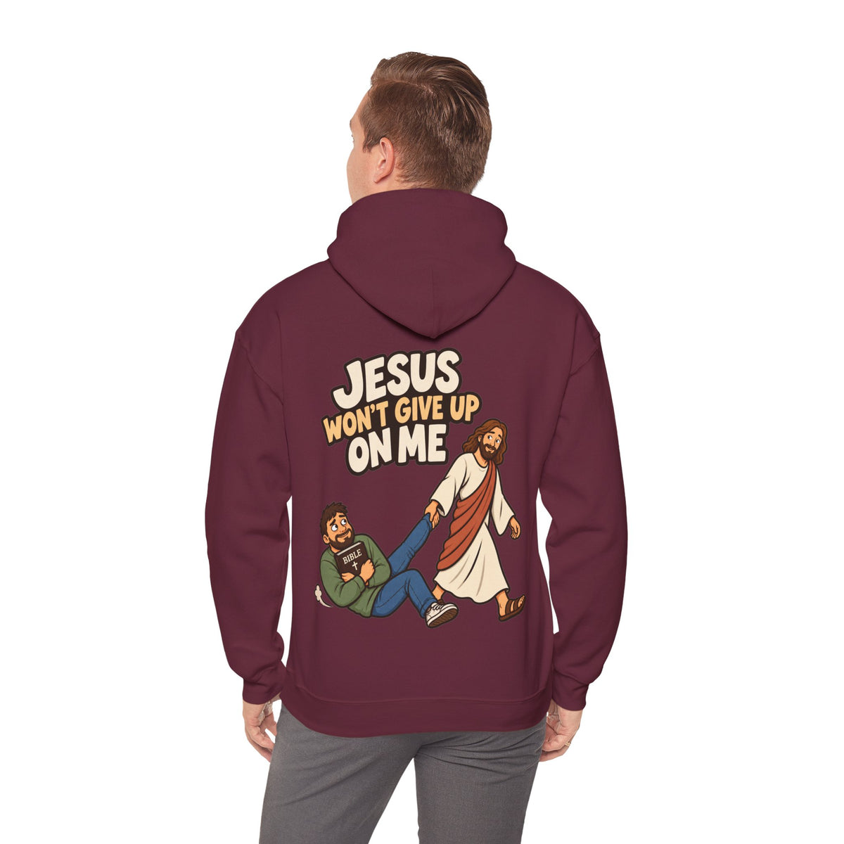 Jesus Won’t Give Up on Me Christian Hoodie - Men
