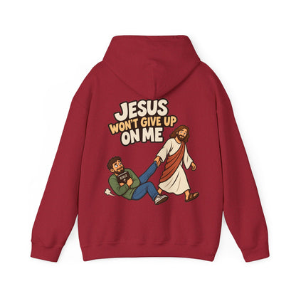 Jesus Won’t Give Up on Me Christian Hoodie - Men