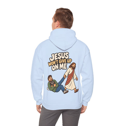 Jesus Won’t Give Up on Me Christian Hoodie - Men