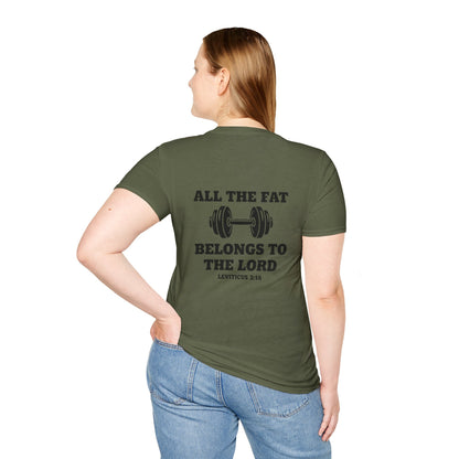 Religious Workout T-Shirt — “All The Fat Belongs To The Lord” Leviticus 3:16