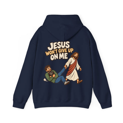 Jesus Won’t Give Up on Me Christian Hoodie - Men