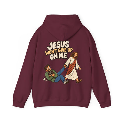 Jesus Won’t Give Up on Me Christian Hoodie - Men
