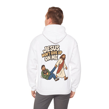 Jesus Won’t Give Up on Me Christian Hoodie - Men