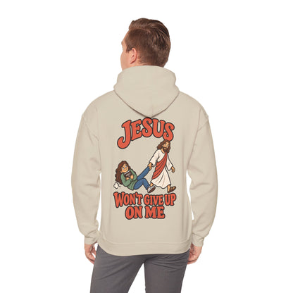 Jesus Won’t Give Up on Me Christian Hoodie - Women