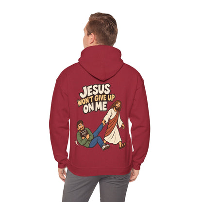 Jesus Won’t Give Up on Me Christian Hoodie - Men