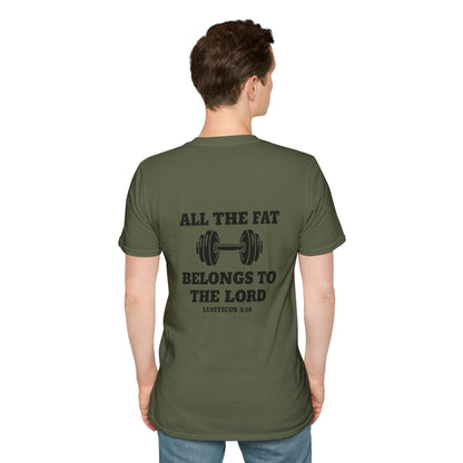 Religious Workout T-Shirt — “All The Fat Belongs To The Lord” Leviticus 3:16