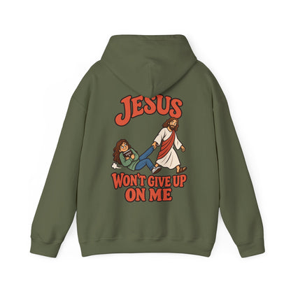 Jesus Won’t Give Up on Me Christian Hoodie - Women