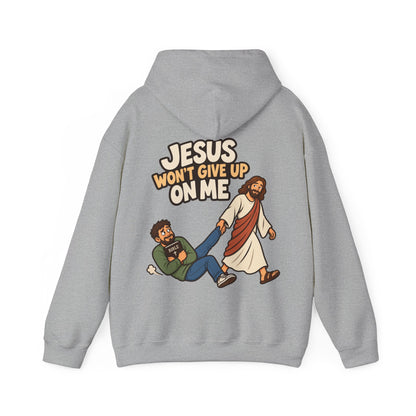 Jesus Won’t Give Up on Me Christian Hoodie - Men