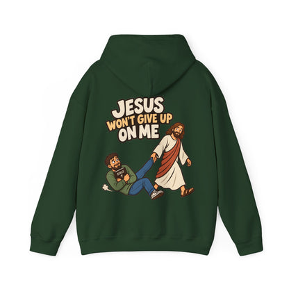 Jesus Won’t Give Up on Me Christian Hoodie - Men