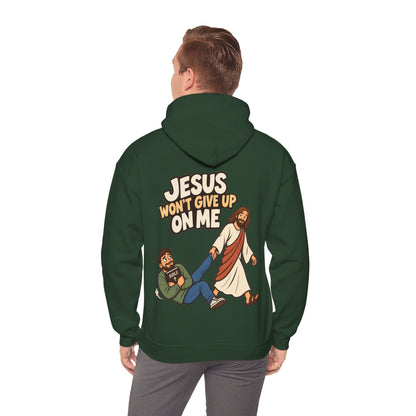 Jesus Won’t Give Up on Me Christian Hoodie - Men