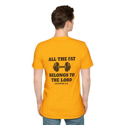 Religious Workout T-Shirt — “All The Fat Belongs To The Lord” Leviticus 3:16