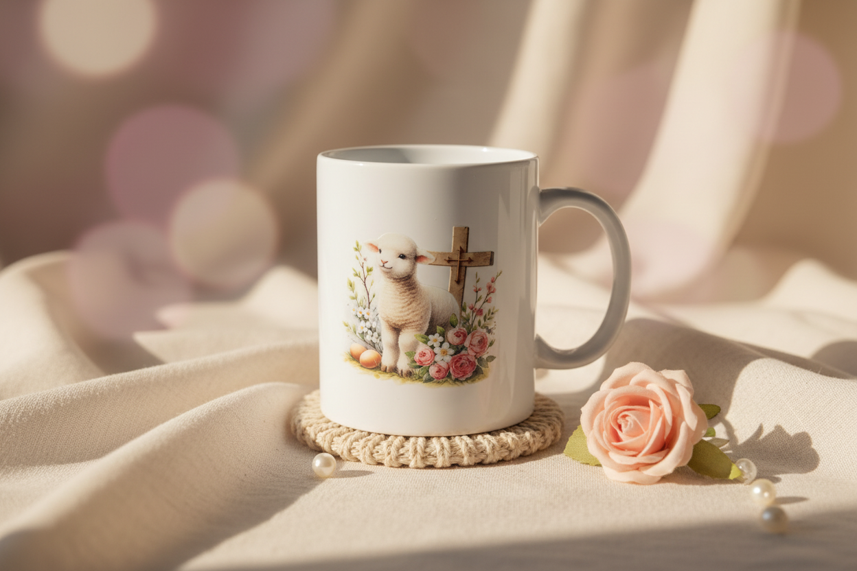 Easter Lamb with Cross Mug - Studio Style