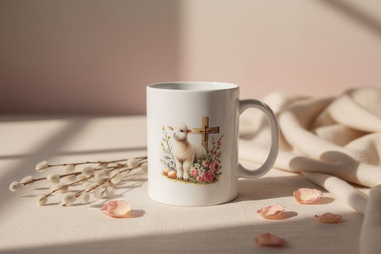 Easter Lamb with Cross Mug - Studio Style