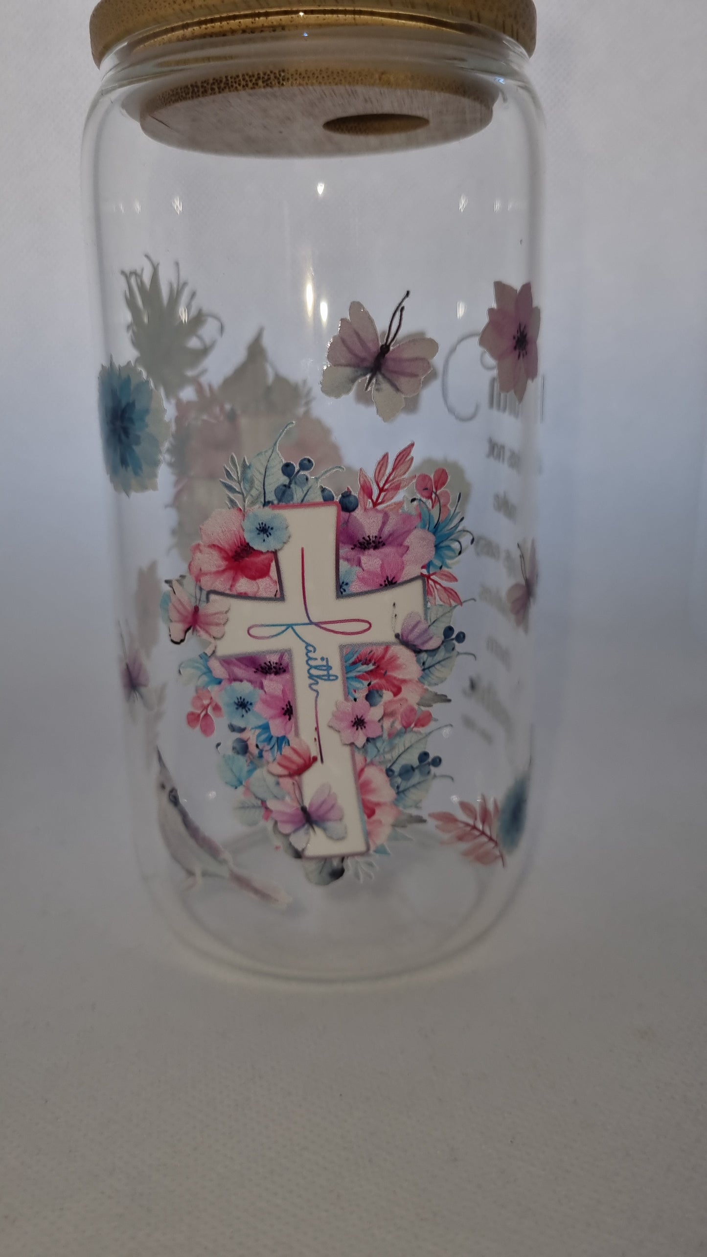 Pink & Blue Faith Mason Jar