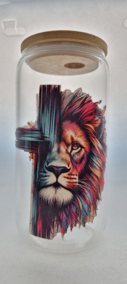 Lion & Cross Mason Jar