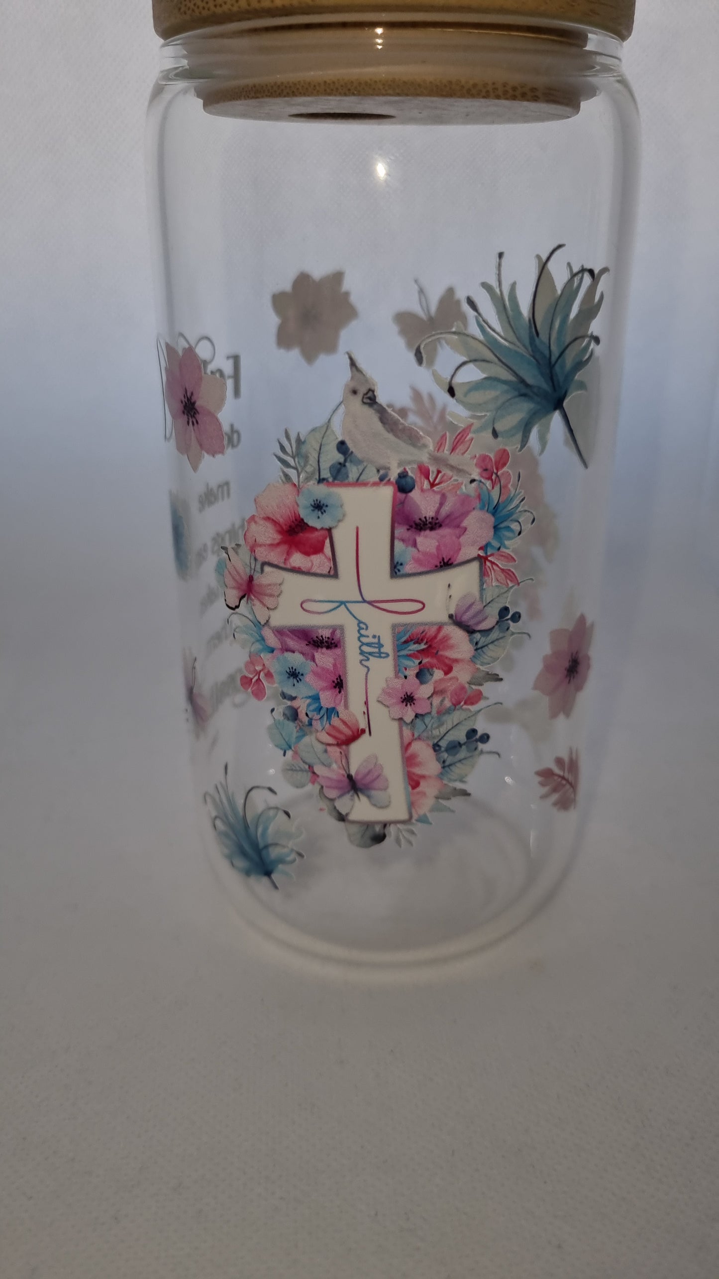 Pink & Blue Faith Mason Jar