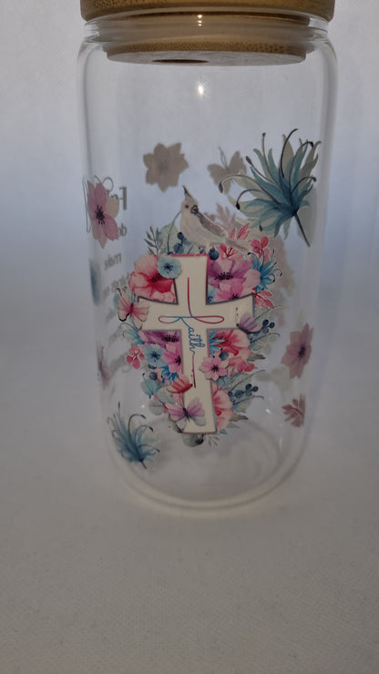 Pink & Blue Faith Mason Jar